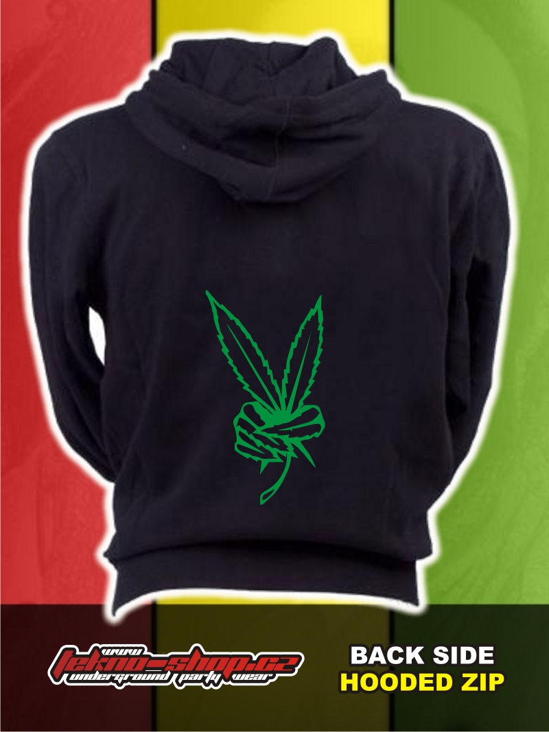 TEKNOSHOP GREEN VICTORY dnb mikina na zip s kapucí s potiskem XXL černá