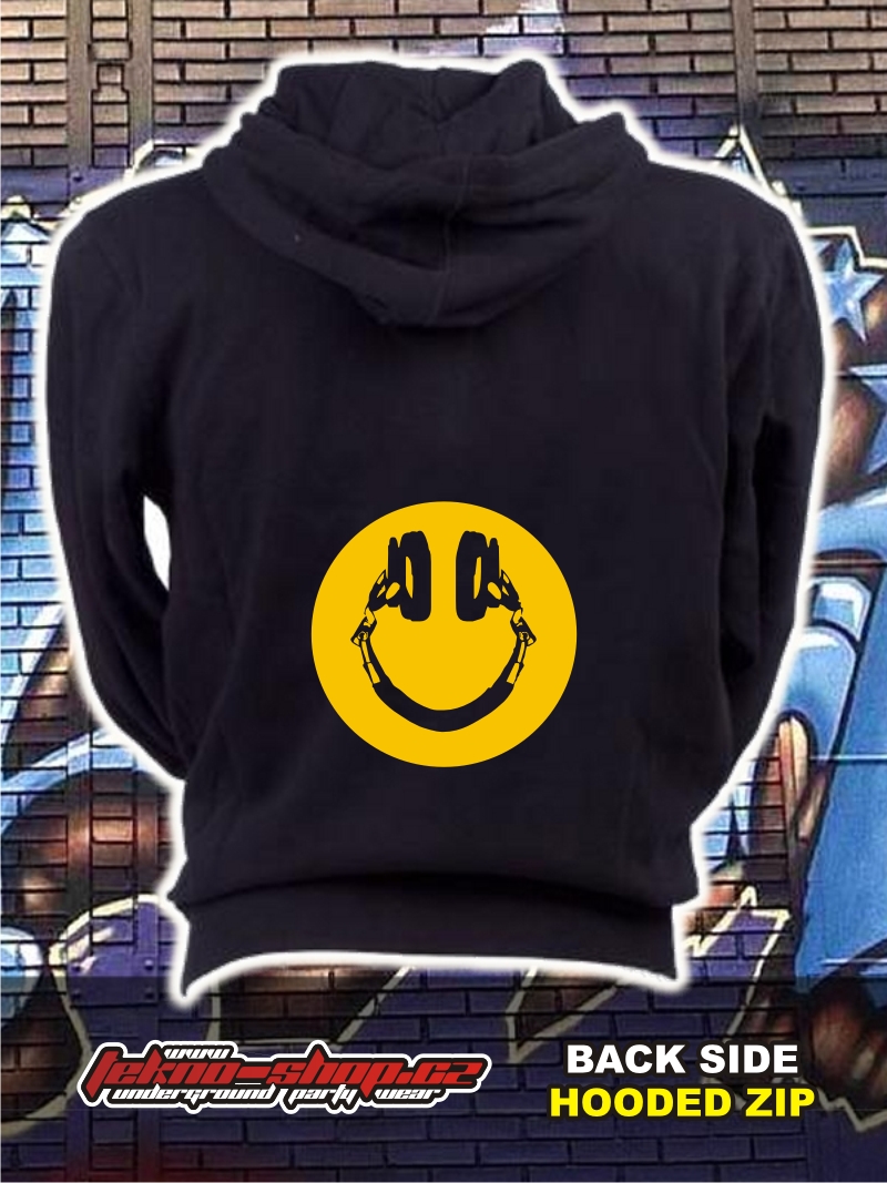 TEKNOSHOP Smile dnb mikina na zip s kapucí s potiskem XL černá