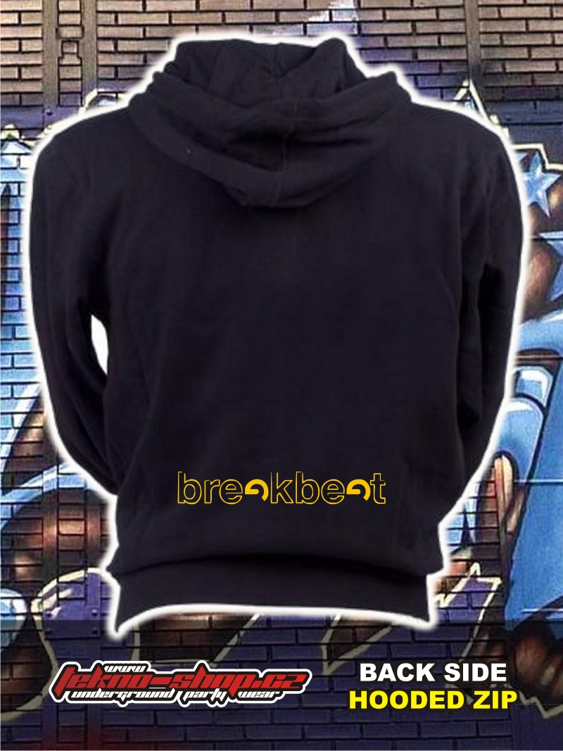 TEKNOSHOP Breakbeat dnb mikina na zip s kapucí s potiskem L černá