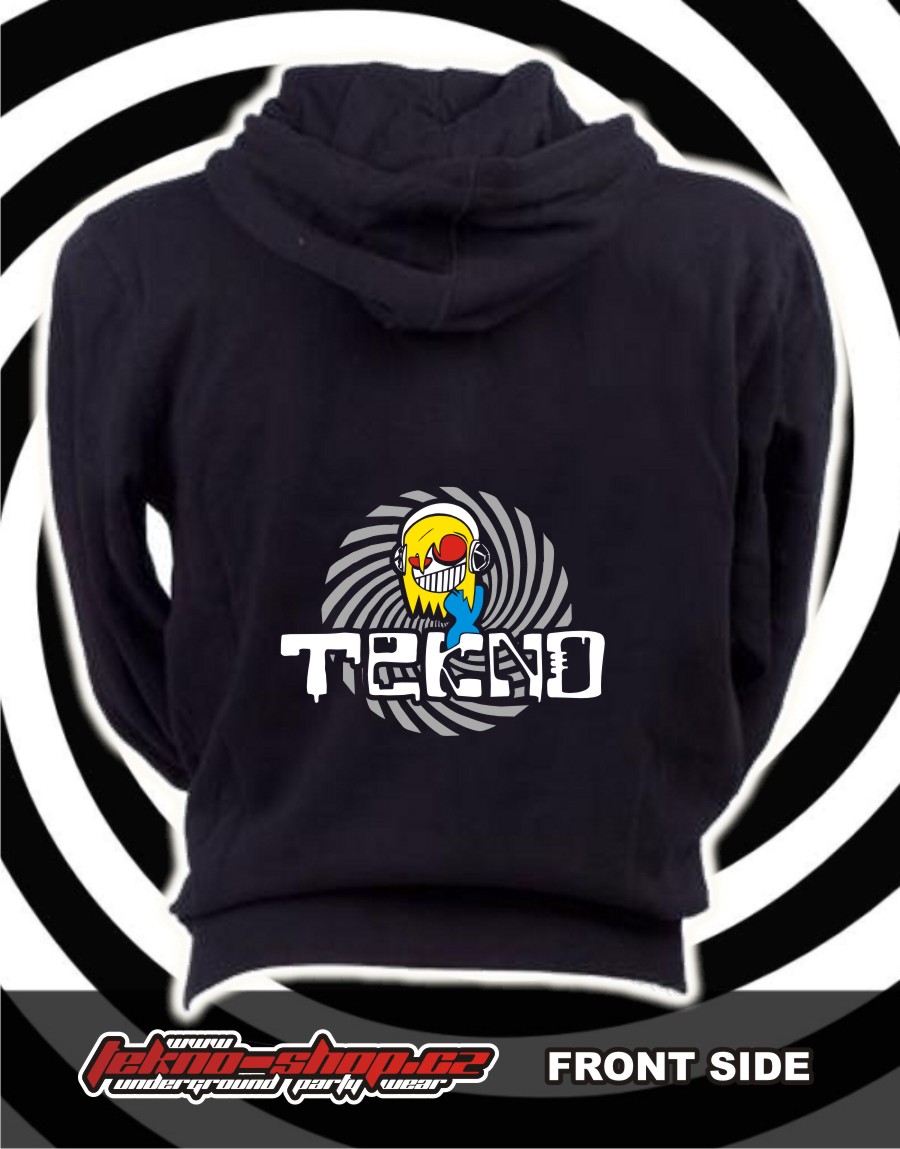 TEKNOSHOP Tekno Smile mikina na zip s kapucí s potiskem M černá