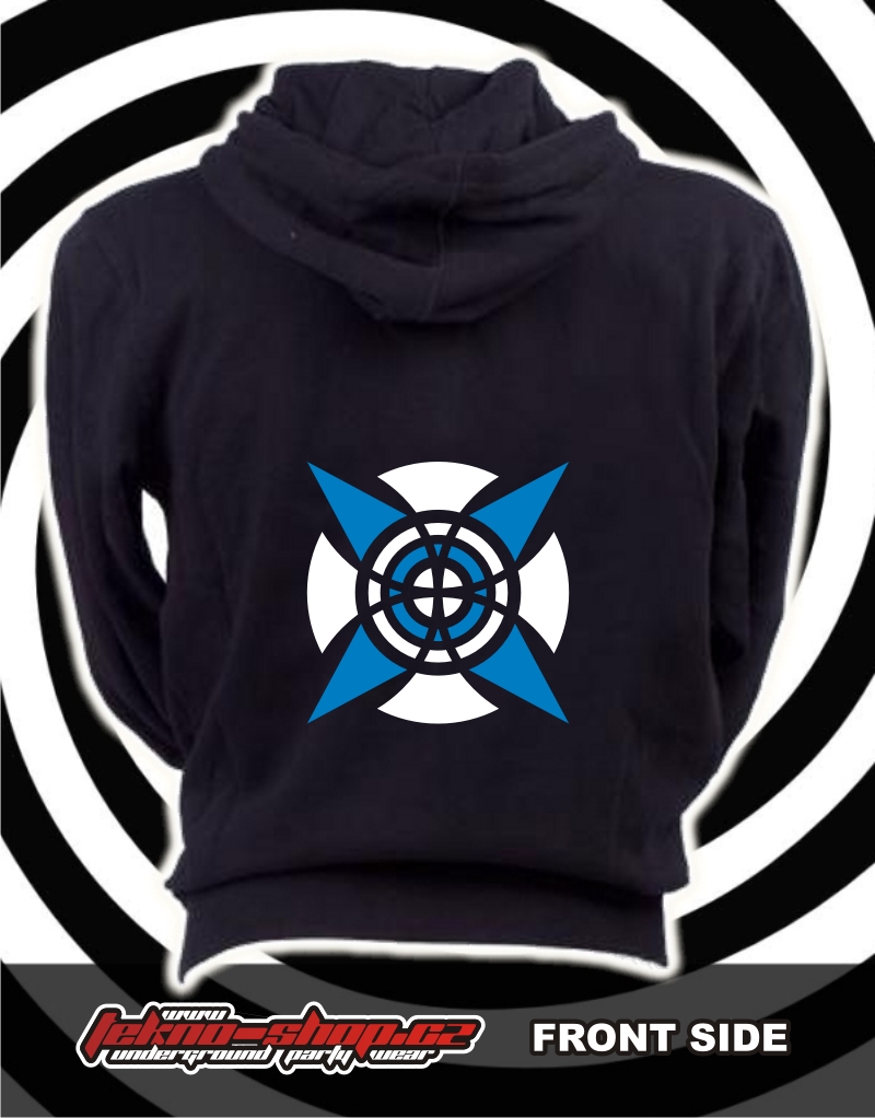 TEKNOSHOP Hvězda tekno mikina na zip s kapucí s potiskem i zepředu XXL černá