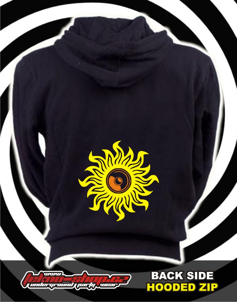 TEKNOSHOP Repro Sun tekno mikina na zip s kapucí s potiskem XXL černá