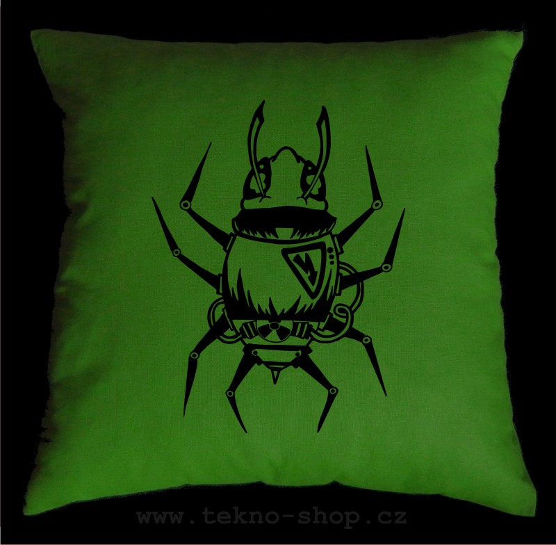 TEKNOSHOP Cyber Spider tekno polštářek s potiskem černý