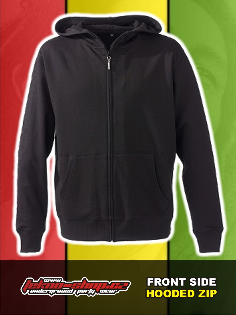 TEKNOSHOP RASTA LION dnb mikina na zip s kapucí s potiskem i zepředu L černá