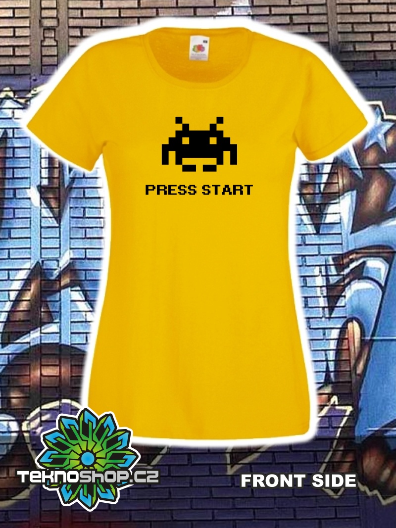TEKNOSHOP Space Invaders tekno tričko s potiskem dámské S modré
