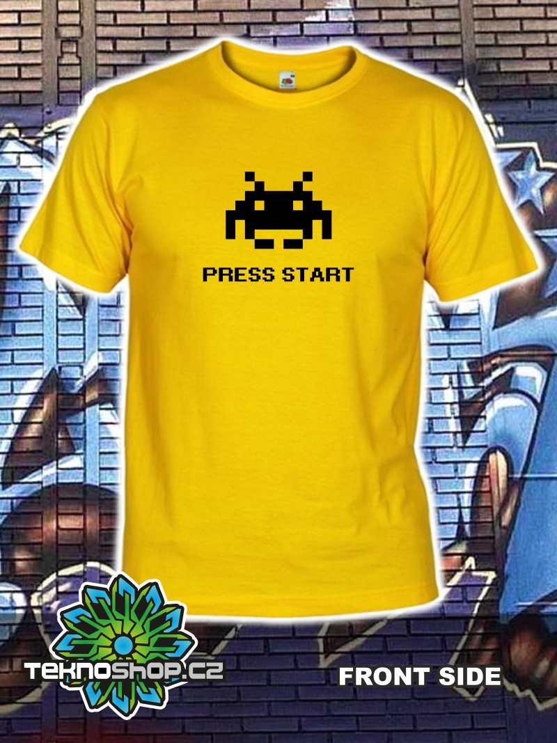 TEKNOSHOP Space Invaders tekno tričko s potiskem dětské 128cm žluté