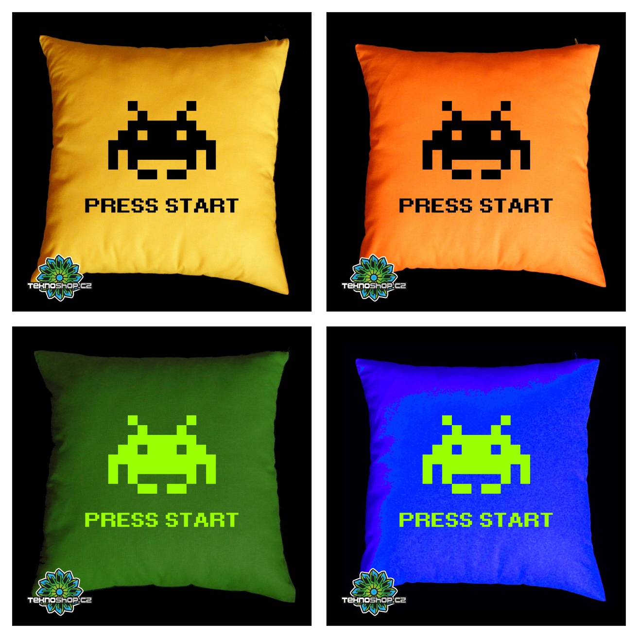 TEKNOSHOP Space Invaders tekno polštářek s potiskem černý